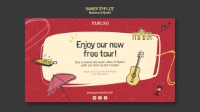 西班牙文化插图横幅模板